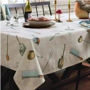 🆕 John Derian tablecloth Cutlery Toss Print Rectangle cotton linen 60in x 84in